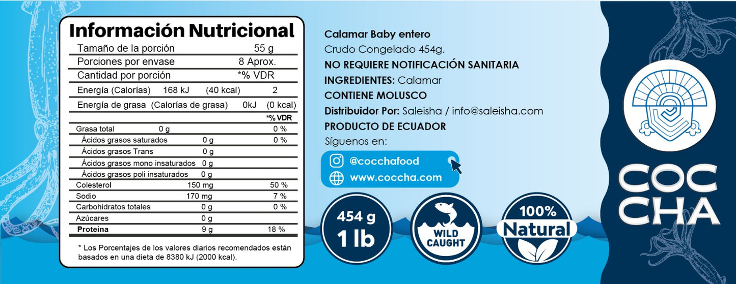 Calamar Baby 454g - 1 lb - 1kg - 4kg